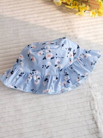 2件套新生女宝宝时尚可爱碎花连体衣+帽子，夏季