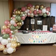 Juego de 128 piezas Arco corona decoración de fiestas Globos, combinado de 5/10 pulgadas, que incluye rosa retro, verde gris, blanco, color nude, dorado metálico, adecuado para cumpleaños, decoraciones de fiestas, ceremonias de graduación, compromisos, decoraciones de boda, fiestas de baby shower, fiestas de revelación de género, decoraciones de despedidas de soltero, decoraciones de fiestas campestres | Globos de látex de alta calidad