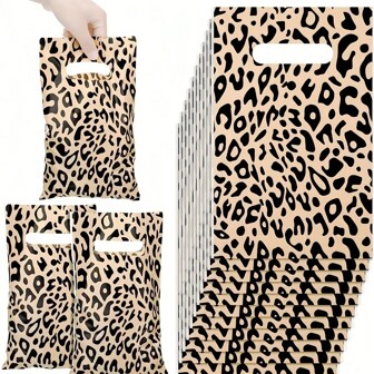 10 件/20 件/50 件豹纹礼品袋带手柄猎豹印花生日派对礼品袋适用于野生动物豹纹主题生日派对用品新娘送礼会礼品袋野生动物生日派对装饰