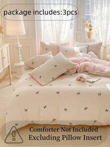 3 件套加厚涤纶可爱印花可水洗床上用品套装，男孩和女孩宿舍/宿舍装饰（1 个羽绒被套、2 个枕套、无填充物）
