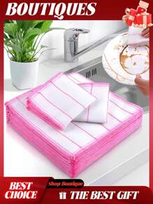 10pcs Thickened Dishcloth For Dry And Wet Cleaning; Kitchen Cleaning Rag; Dish Towel.