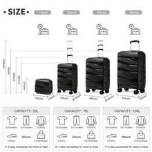 4-Piece Suitcase Set 14/20/24/28 Inches, Cosmetic Case, Hand Luggage & Check-In Suitcase Made Of PP With TSA Lock, 4 Wheels, Lightweight, Quiet, Hard Shell, Ideal For Travel, Vacation, Study, Dorm Life And As A Gift For Men And Women - 黑色 - 查看 10