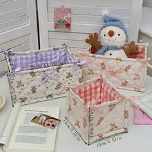 A Cute 3D Bow Storage Basket, Desk Miscellaneous Storage Basket, Waterproof Cosmetic Storage Basket, A Variety Of Brush And Skincare Storage And Organization, Desk Decoration, Cosmetic Organizer,For Back To School - Multicolor - View 11