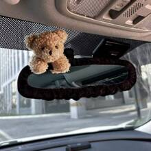 Cute Bear Design Automobile Rearview Mirror Cover, Cartoon Car Interior Decoration Accessories