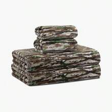4Pieces Bath Set Camo Printed Bottom Land 2 Bath Towels 30x54 2 Hand Towels (16x26) Bathroom Decor Summer Back To School For Beauty Salon Home Bathroom - Multi - View 3