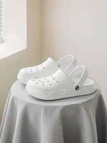 Solid Color Punk Style Hollow-Out Breathable Outdoor Sandals, Women's Lightweight Comfort Slip-On Beach Shoes With Thick Sole - White - View 2