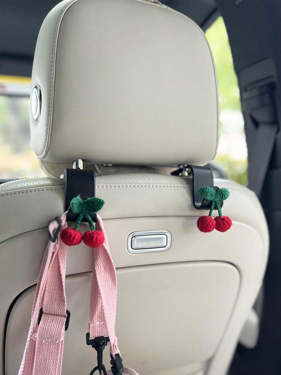 2pcs Car Storage Cherry Hook Car Rear Seat Back Hook Car Interior Storage Supplies - one-size - View 1