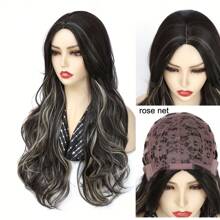 Long Brown Mixed Blonde Wavy Wig For Women,26 Inch Long Middle Part Curly Wavy Wig Synthetic Heat Resistant Fiber Wig Cosplay Costume Halloween Wig