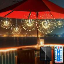4-In-1 Hanging Sunflower String Lights, 240/360/480 LED Fireworks Fairy Lights With Remote Control, 8 Modes, Ideal For Outdoor Garden, Wedding, Christmas Party Decorations (Warm White)