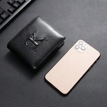 CarrKen 1pc Luxury Letter Embossed Bifold Men Short Wallet Business Minimalist Credit Card Holder Men Gift Box Wallet For Men Wallet Mini Wallet Purse Wallet Men Wallet Leather Small Wallet Wallet Cute Wallet