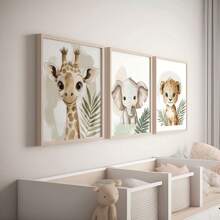 1/3 piezas Pósteres de arte de pared con estampados de animales, estilo moderno, estampados de animales de la jungla, decoración de guardería, guardería para bebés, arte de pared de guardería de animales, decoración de jungla para guardería, sin marco / enmarcado