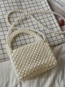 New Spring/Summer European And American Style All-Match Women's Bag,Sparkling, Sparkling, Elegant, Charming, Exquisite, And Quiet Mini Artificial Bead Carrying Bag, Fashionable, Luxurious, Female, Suitable For Parties, Weddings, Dances, Dinners/Banquets, Cocktails, The Best Gift For Women,Cross Body Bag,Ladies,Lover,Weekend And Holiday,Vacation,Holiday,Summer, Seaside,Beach Bag,Holiday Essentials,Travel Bag , Valentine's Day , Valentine's Day - White - View 9