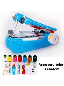 1pc Portable Mini Manual Sewing Machine, Multifunctional Handheld Portable Sewing Device For Household Use, Hand Sewing Needles Embroidery Needles Cross Stitch Needles (Color Of Needle Case Is Random)