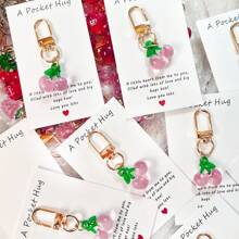 1/5/10pcs Cute Fruit Design Pocket Hug Card Gift Set, Apple/Strawberry/Cherry Shaped Keychain Charm, Backpack Decor, Wedding Party Favors, Encouragement Tokens, Home Decorations, Gifts For Family, Friends, Wedding Guests, Special Birthday, Wedding, Valentine's Day, Graduation, Back To School