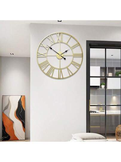 1pc Stylish Large Wand Klok In European Golden Metal Multiple Sizes, Vintage Silent Mechanism, Indoor Outdoor Garden Ornament Room Bedroom Dormitory Back To School Home view 7