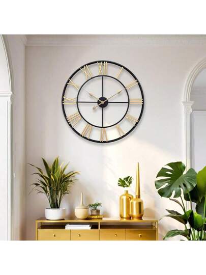 1pc Stylish Large Wand Klok In European Golden Metal Multiple Sizes, Vintage Silent Mechanism, Indoor Outdoor Garden Ornament Room Bedroom Dormitory Back To School Home view 11