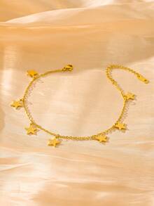 1 件装 Ins 简约不锈钢五角星女士脚链百搭脚部配饰