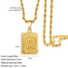 1pc Stainless Steel 26 Letter Twist Pendant Necklace, Hip-Hop Style Charm Gift For Men, Everyday Wear - Yellow Gold - View 4