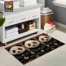 1 pièce Tapis de bain anti-dérapant à motif panda, matériau imitation cachemire, décoration peluche moelleuse, convient pour salles de bain, entrées, cuisines et autres occasions, lavable en machine, antidérapant, décoration quotidienne, décoration de fête à thème, cadeaux pour la maison chaleureuse, décoration de sol, peut être offert en cadeau