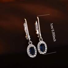 1 paire de boucles d'oreilles élégantes pour femmes en argent sterling S925, avec cubique zirconia brillant intégré