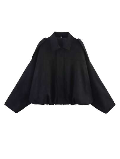 Casacos femininos HH, casacos da moda, gola virada para baixo, manga comprida, casacos soltos, vintage, agasalhos femininos, tops chiques