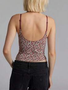 Women Y2k Crop Cami Top Vintage V Neck Cami Top Sexy Sleeveless Babydoll Top Summer Going Out Camisole 00s Streetwear - 紅色 - 查看 2