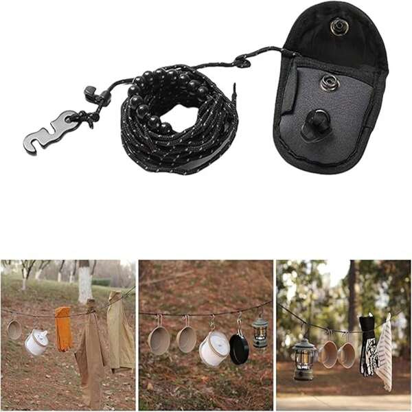 3m Outdoor Clothesline Reflective Adjustable Windproof Reflective Laundry Drying Rope Camping Retractable Clothesline Waterproof