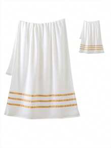 1 pieza Toalla de baño, blanca, delgada, rectangular de 70*140cm, con patrón jacquard simple, O Toalla de mano de 33*74cm, O Pañuelo de 34*34cm, adecuado para adultos, suave, absorbente, de secado rápido, para todo el año, para baño, hotel, viaje, fiesta, regalo, spa, playa, al aire libre, vuelta al colegio para salón de belleza, toallas de baño para el hogar, ducha, para salón de belleza, hotel, deportes, artículos esenciales para el hogar