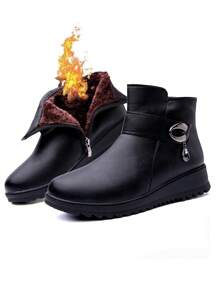 New Women Winter Thermal Lined Thermal Ankle Boots With Side Zipper, Short Snow Boots For Middle-Aged Mothers