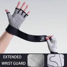 1 Paio di guanti unisex per fitness, guanti sportivi estivi senza dita con supporto allungato per i polsi per sollevamento pesi, trazioni, antiscivolo, palestra