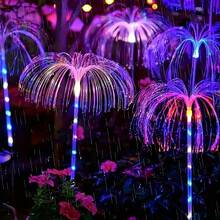 WPOSTAR 1 Stück 7-Farben-wechselnde Solar-Lampe, bunte farbwechselnde Quallen-Leuchten, wasserdicht, Außenbeleuchtung, Garten-Wegbeleuchtung für Terrasse, Zaun-Dekoration