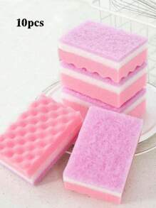 5pcs Multi-Purpose Polyurethane Pumice Strong Cleaning Sponges - Dual-Sided Cleaning Pads Perfect For Living Room, Bedroom, Bathroom, Toilet And Kitchen Cleaning, Kitchen Utensil Dish Washing Small Tool Set, Reusable Household Accessories