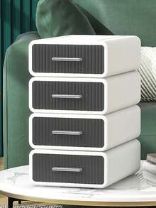 1 pieza Caja organizadora de escritorio de metal plateado, caja de almacenamiento de cosméticos de lujo y ligera para escritorio de estudiantes, suministros de oficina