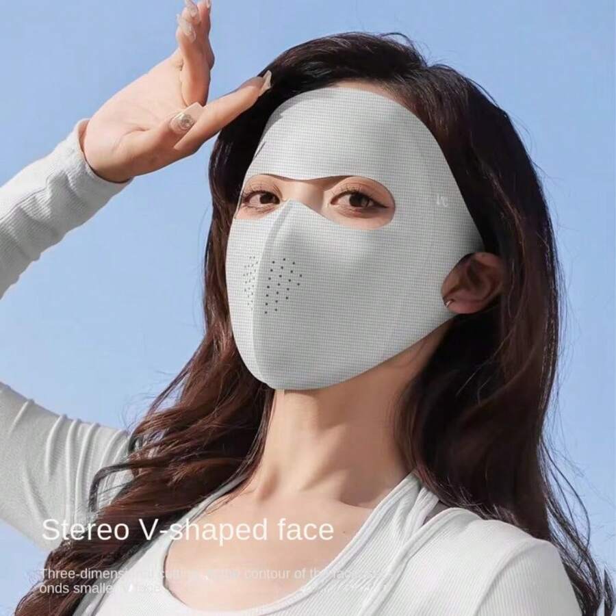 1Pc Summer Ice Silk Sunshade Face Mask Breathable Thin Traceless Riding Face Cover Scarf Anti-UV Facial Gini For Outdoor Surf Cycling Hiking