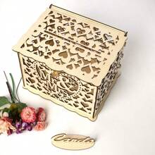 1 set scatola portacarte da matrimonio in legno con serratura e portacarte, portacarte e portadanaro stile country per matrimonio, scatola regalo da matrimonio per ricevimento, anniversario, addio al nubilato, festa, richiede assemblaggio