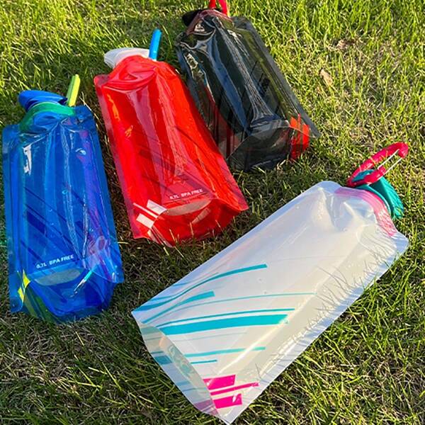 Outdoor Cycling Sports Water Bottle, Portable Hiking Water Cup, Foldable PE Plastic Water Bag