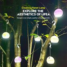 [Creative Planet Lamp] 3-Color Light Source + Type-C Fast Charging No-Installation Hook Design ▎Waterproof For Rainy Days Use Bedroom/Camping Atmosphere Artifact