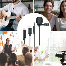 1pc Lavalier Microphone With Type-C/3.5mm/Lightning Port, Mini Portable Compact Microphone For Live Streaming, Mobile Phone, Computer Recording, Noise-Proof Lapel Clip-On Microphone Compatible With Iphone Android Phone For Summer Vacation, Audio/Video Recording, Interviews, Gaming & Live Streaming Mini Microphone