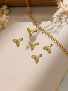 Set de 3 piezas/Paquete de accesorios de joyería DIY de acero inoxidable 304, colgante minimalista elegante con forma de cola de pez