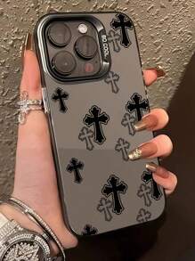 Funda de teléfono protectora de TPU anti-golpes con patrón de cruz negra religiosa compatible con 13/15/14/13/12/11/16 y Redmi/OPPO/VIVO/INFINIX