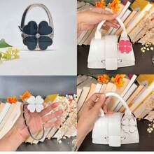 1pc Elegant Four-Leaf Clover White Foldable Handbag Hook - Fashionable Aluminum Alloy Wallet Desktop Hanger With Heart-Shaped Floral Decor, Stylish Metal Bag Stand Suitable For Fashion Accessory Lovers - Multicolor - View 7