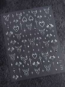 Beautizon Nailartlab 1件银色心形、星星、蝴蝶美甲装饰贴纸，钻石宝石饰品；2件自粘贴纸美甲工具套装，DIY朋克风3D美甲装饰贴纸及美甲工具美甲用品 - 彩色 - 查看 9