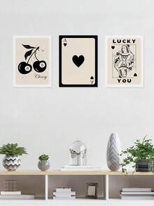 Set Of 3 Spades A Wall Art, Card Wall Decor, Game Canvas Prints, Black F Style Home Decor, Simplicity Artwork Wall Posters Wall Decorations, Lucky Room Decor Wall Hanging Poster For Living Room Bedroom Bathroom ,Wall Art With Frame - 3Pcs/Set - View 6