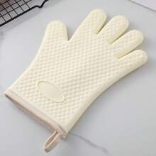 1pc Cotton Padded Microwave Oven Gloves, Silicone Bakeware Gloves, Heat Resistant Oven Mitts, Five-Finger Kitchen Hot Pads, Suitable For Family Gatherings, Baking, Grilling And Other Occasions