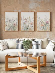3 Pieces Wildflower & Butterfly Canvas Art Print Minimalist Botanical Poster Nordic Modern Art Painting Colorful Floral Wall Picture Girls Bedroom Decor Living Room Home Decor No Frame