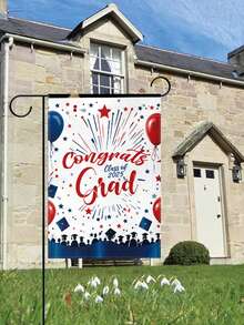 2025 Graduation Garden Flag, Decorative Double-Sided Linen Color Flags For Graduation Party - Multicolor - View 3
