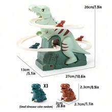 儿童恐龙爬楼梯电动轨道建筑游戏屋，带音乐、灯光、滑梯、冒险游戏、互动玩具，适合男孩和女孩的生日礼物 - 恐龍滑滑梯 - 查看 9