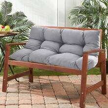 Living And Home Tufted Outdoor Bench Cushion - Weather-Resistant Rectangular Seat Pad In Light/Dark Grey (120cm Premium Comfort) - Light Grey - View 6