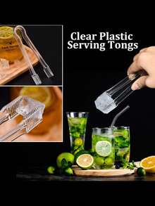 5pcs-Plastic Buffet Tongs, Clear Kitchen Tongs, 6.3 Inch Small Ice Tongs, Clear Plastic Tongs, Mini Cutlery Tongs, Sugar Cube Small Ice Tongs For Tea And Coffee Parties, Parties, Bars, Catering Appetizers, Salads, Desserts, Sandwiches, BBQ, Cookies, Summer, Summer Set Mother's Day, Graduation Decor - Clear - View 5