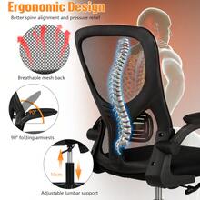 OYAJIA Ergonomic Office Chair: Office Computer Desk Chair With High Back Mesh And Adjustable Lumbar Support Rolling Work Swivel Task Chairs With Wheel 3D Armrests - Black Without Headrest - 查看 3